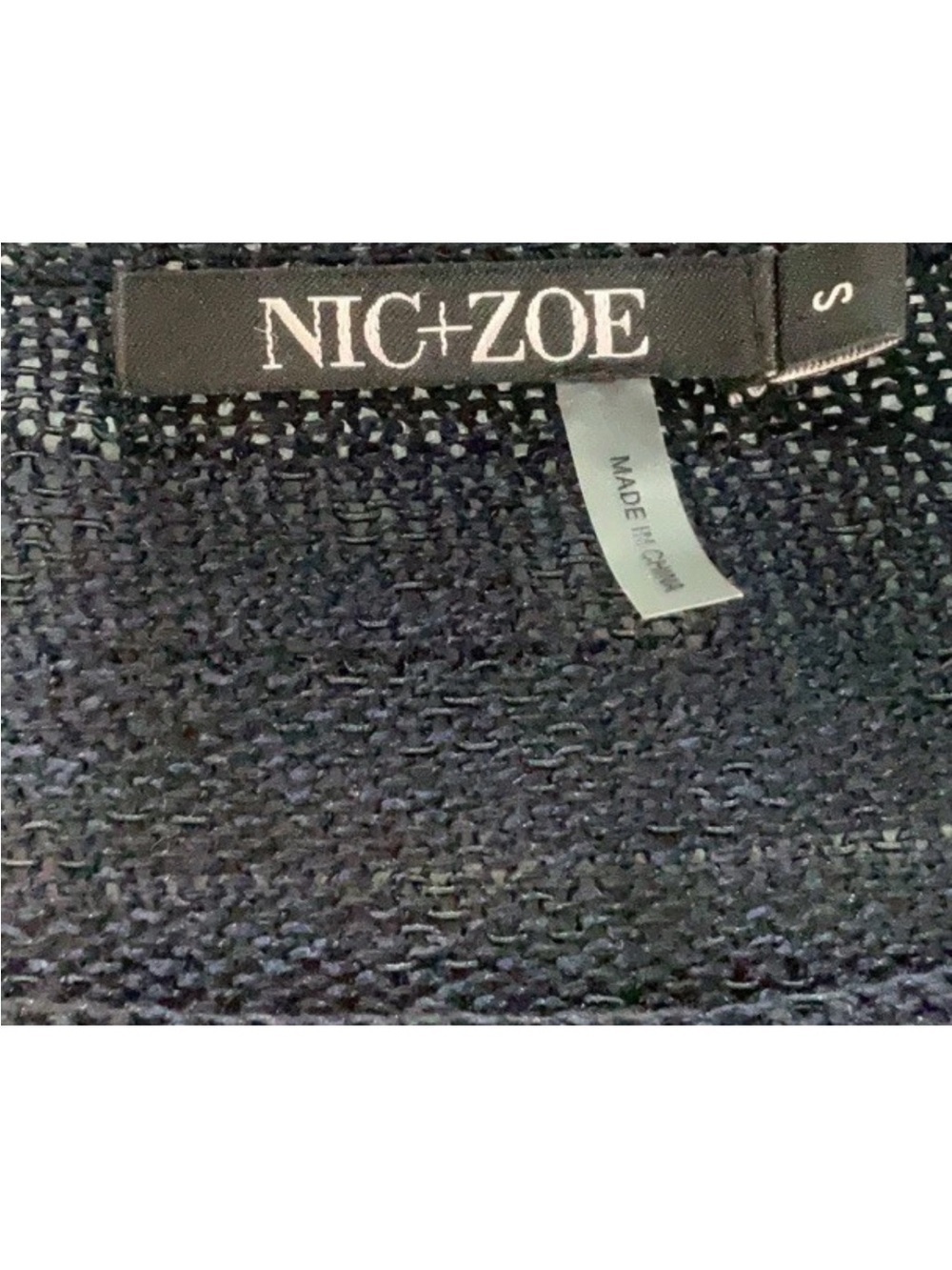 Nic and Zoe Small, navy Fringe Hem Long-Sleeve Women's Top. Excellent condition - Picture 3 of 4